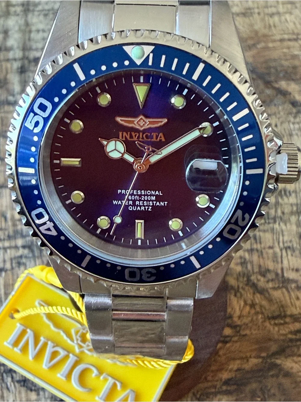 NEW Invicta Pro Diver Anchoris Blue Bezel Stainless Steel Watch 37.5mm - 200M WR